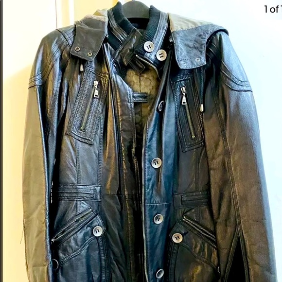 Danier long Leather Jacket with quilted lining - Picture 1 of 9